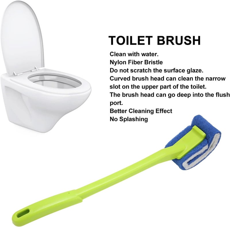 klarako Toilet Brush, Soft Bristle Curved Design Bathroom Cleaning Scrubber Tool (Green) - Image 4