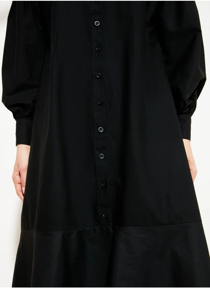 trendyol Balloon Sleeve Pleated Dress