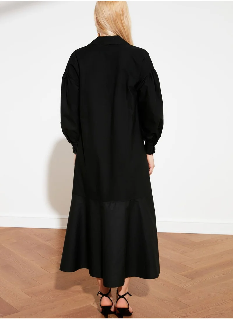 trendyol Balloon Sleeve Pleated Dress