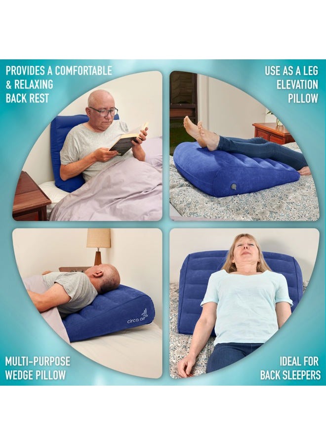 Circa Air Inflatable Wedge Pillow for Traveling – Travel Wedge Pillow for Sleeping. Extra Wide 27" Portable Bed Wedge Pillows for Sleep Apnea, Acid Reflux, Leg, Back and Knee Support, Blow up Wedge - Image 4