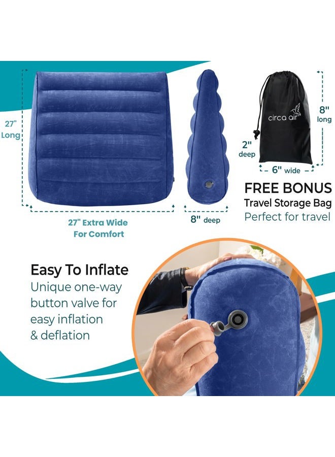 Circa Air Inflatable Wedge Pillow for Traveling – Travel Wedge Pillow for Sleeping. Extra Wide 27" Portable Bed Wedge Pillows for Sleep Apnea, Acid Reflux, Leg, Back and Knee Support, Blow up Wedge - Image 5