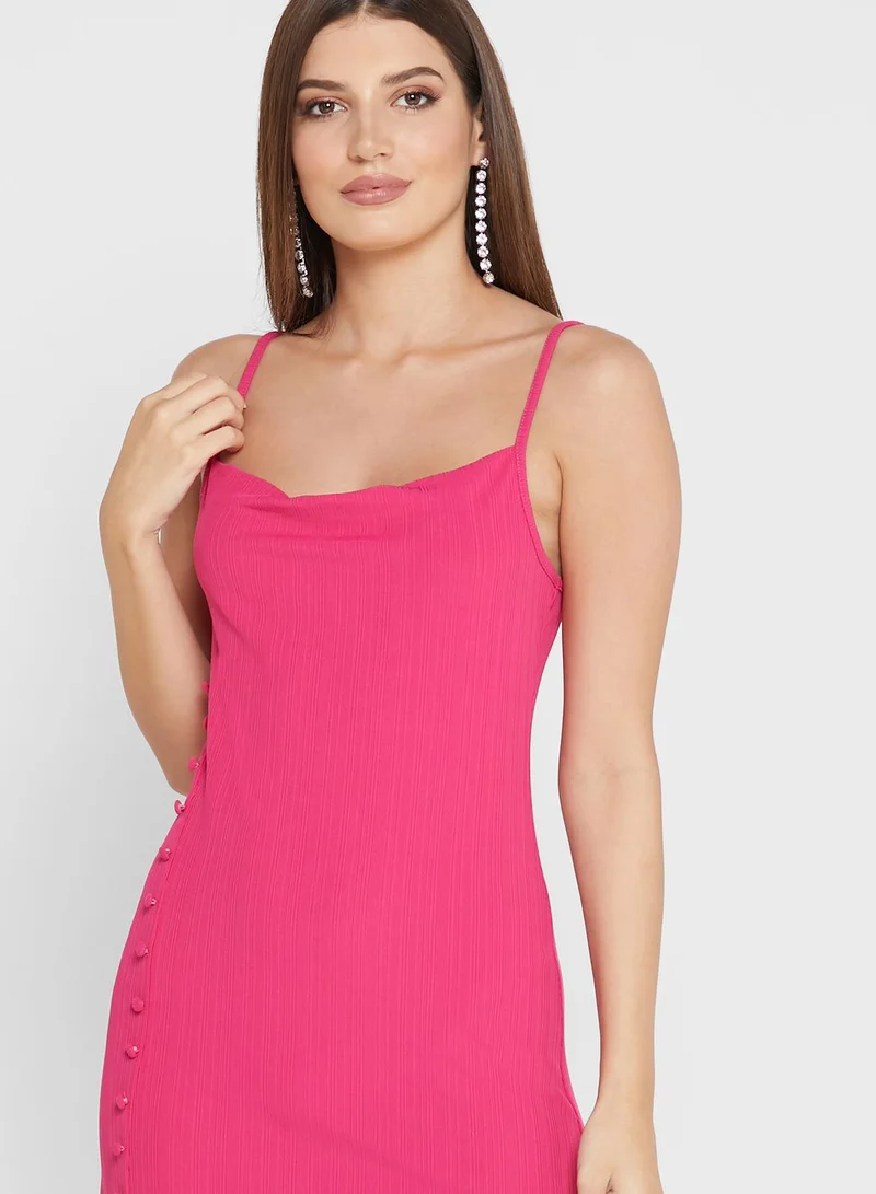WAREHOUSE Split Hem Button Detail Strappy Dress