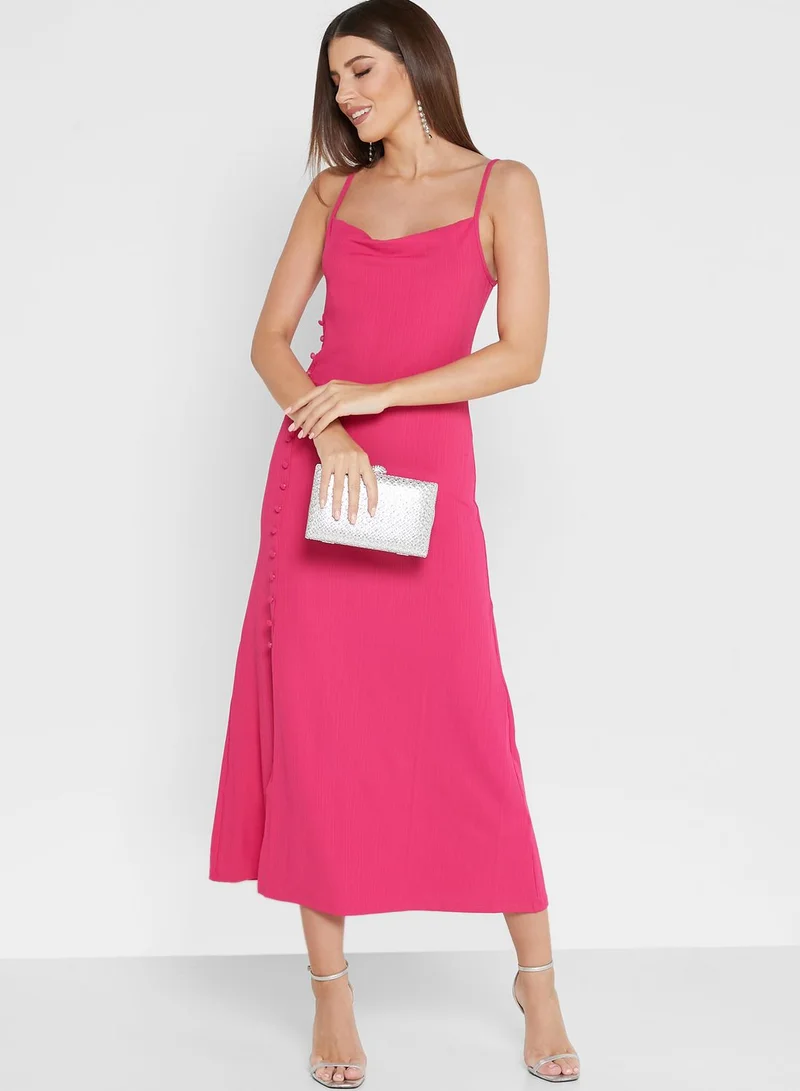 WAREHOUSE Split Hem Button Detail Strappy Dress