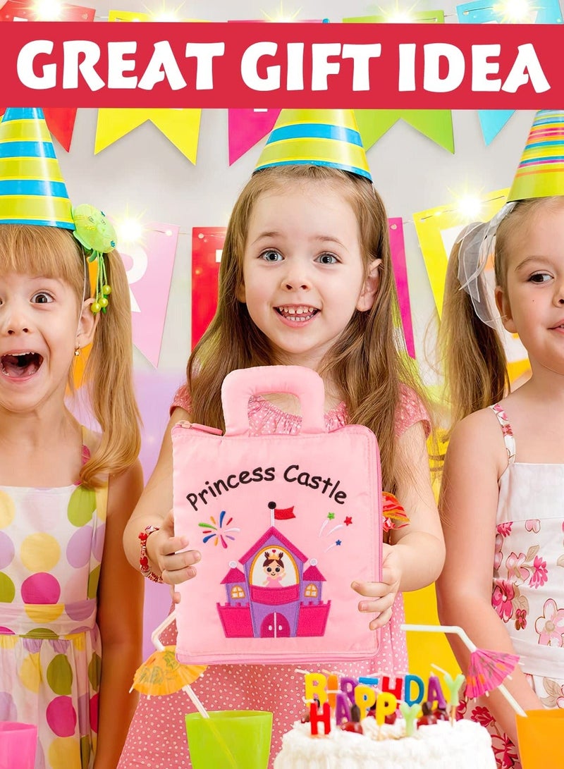 Quiet Book for Kids, Toddler Travel Toys Felt Busy Preschool Learning Montessori 10 Page Activity 2 3 4 Year Old Girls