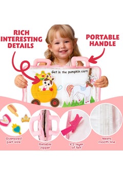 Y&D Quiet Book for Kids, Toddler Travel Toys Felt Busy Preschool Learning Montessori 10 Page Activity 2 3 4 Year Old Girls  - Image 3