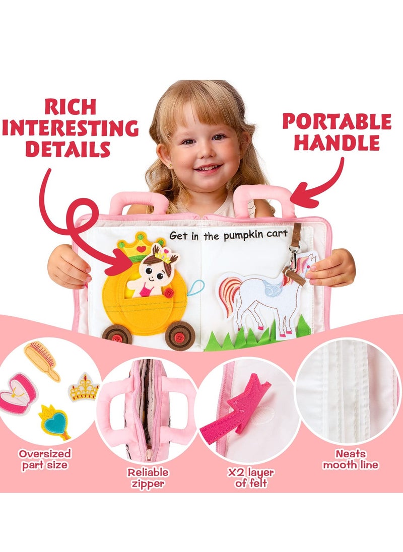 Y&D Quiet Book for Kids, Toddler Travel Toys Felt Busy Preschool Learning Montessori 10 Page Activity 2 3 4 Year Old Girls  - Image 3