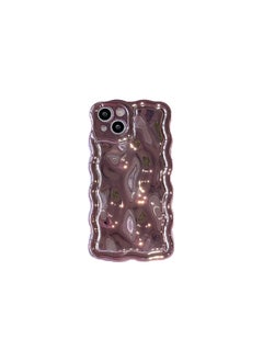 Solid Color Electroplated Water Corrugated IPhone16promax Phone Case Apple 15/14 16e Advanced Sense-Color:xym Wave Meteorite Plating Pink-Applicable Model:12promax (without Packaging)