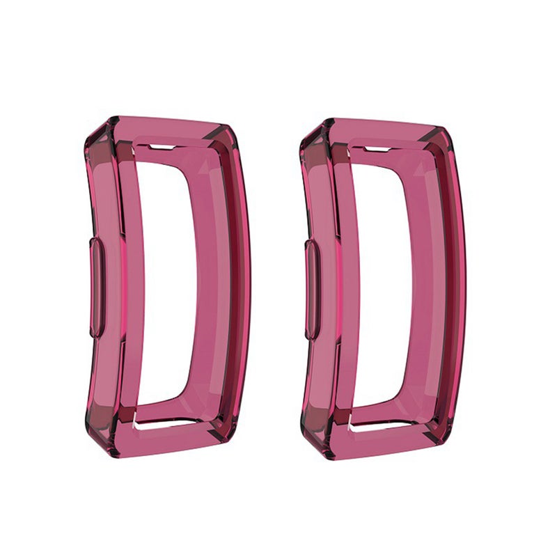 2pcs Half Cover Protective Case Hollow Cover TPU Shell Shockproof Anti-Scratch Sports Accessories for Smart Watch (Dark Red) - Image 1