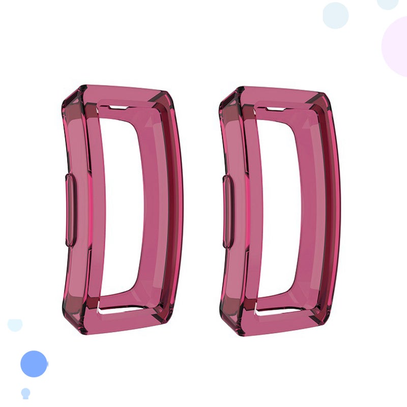 2pcs Half Cover Protective Case Hollow Cover TPU Shell Shockproof Anti-Scratch Sports Accessories for Smart Watch (Dark Red) - Image 4