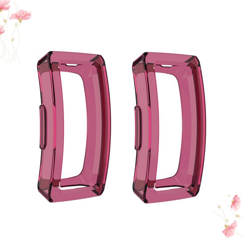 2pcs Half Cover Protective Case Hollow Cover TPU Shell Shockproof Anti-Scratch Sports Accessories for Smart Watch (Dark Red) - Image 2