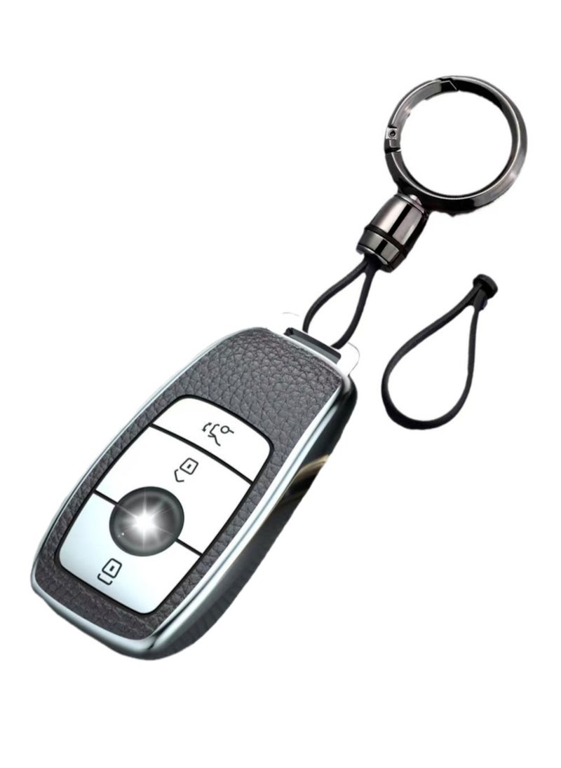 OUYoo - OUYoo Car Key Case Suitable for Mercedes Benz, Key Case Cover for E Class 2017 S Class 2018 TPU Silicone Leather Texture Protective Case,Bring a key chain. - Image 1