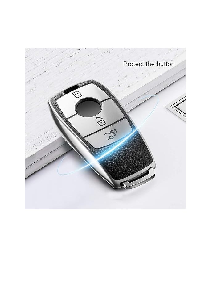 OUYoo - OUYoo Car Key Case Suitable for Mercedes Benz, Key Case Cover for E Class 2017 S Class 2018 TPU Silicone Leather Texture Protective Case,Bring a key chain. - Image 1