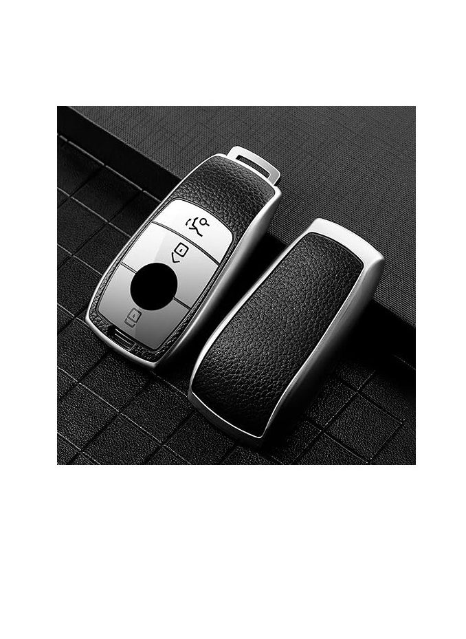 OUYoo - OUYoo Car Key Case Suitable for Mercedes Benz, Key Case Cover for E Class 2017 S Class 2018 TPU Silicone Leather Texture Protective Case,Bring a key chain. - Image 1