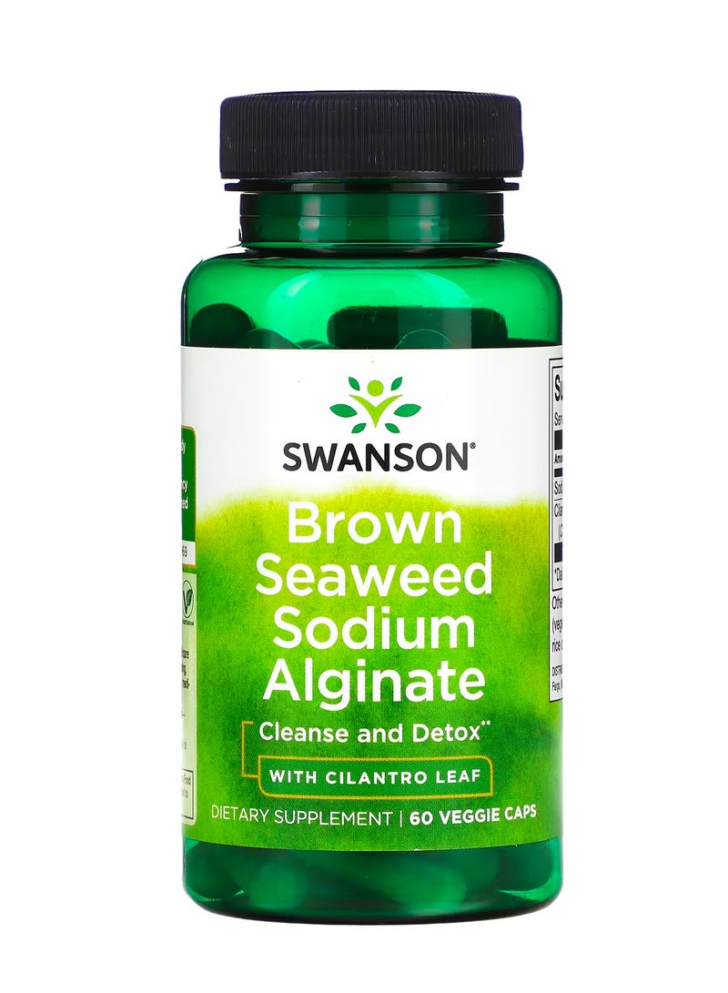 سوانسون ألجينات الصوديوم من طحلب البحر البني مع أوراق الكزبرة  60 كبسولة نباتية