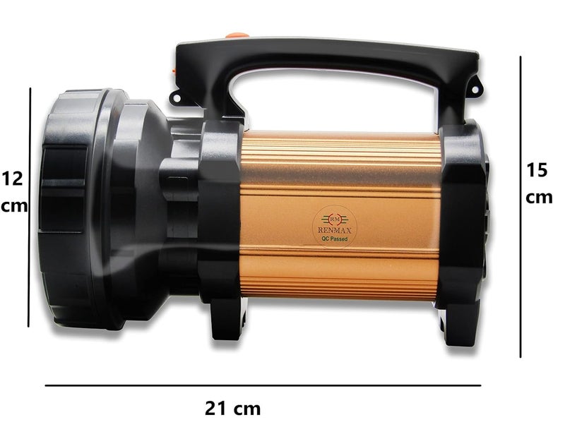 RENMAX Search Light Torch High Power Long Beam Rechargeable Li-ion Battery Metal Housing for Security Camping Farm House etc 500 lumens - 1Pc - Image 5