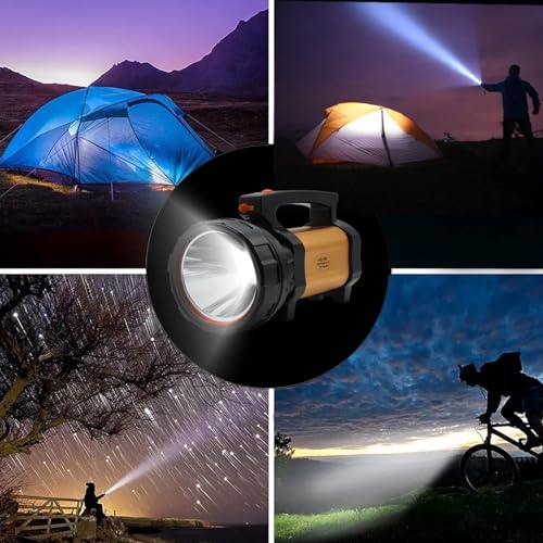 RENMAX Search Light Torch High Power Long Beam Rechargeable Li-ion Battery Metal Housing for Security Camping Farm House etc 500 lumens - 1Pc - Image 4