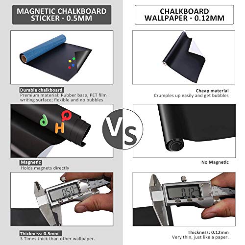 ZHIDIAN Magnetic Chalkboard Contact Paper, 36" x 24", Self Adhesive Magnetic Blackboard Wallpaper, Chalk Board Wall Sticker, Magnets Wall Board with 2 Chalks and 6 Magnets - Image 4