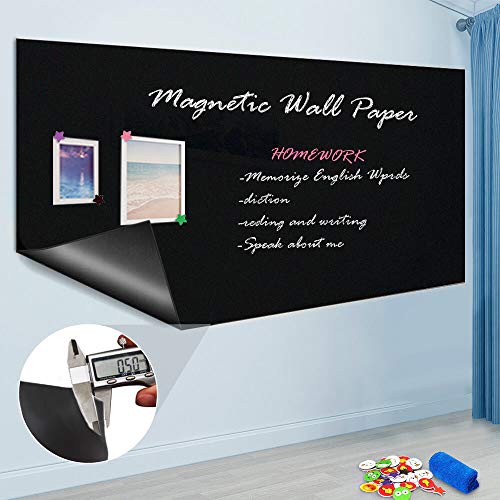 ZHIDIAN Magnetic Chalkboard Contact Paper, 36" x 24", Self Adhesive Magnetic Blackboard Wallpaper, Chalk Board Wall Sticker, Magnets Wall Board with 2 Chalks and 6 Magnets - Image 1
