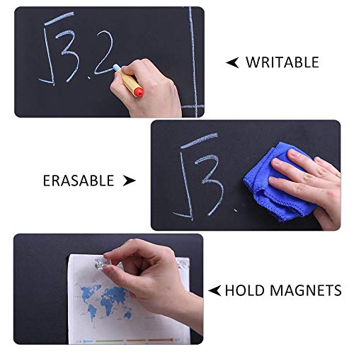 ZHIDIAN Magnetic Chalkboard Contact Paper, 36" x 24", Self Adhesive Magnetic Blackboard Wallpaper, Chalk Board Wall Sticker, Magnets Wall Board with 2 Chalks and 6 Magnets - Image 5