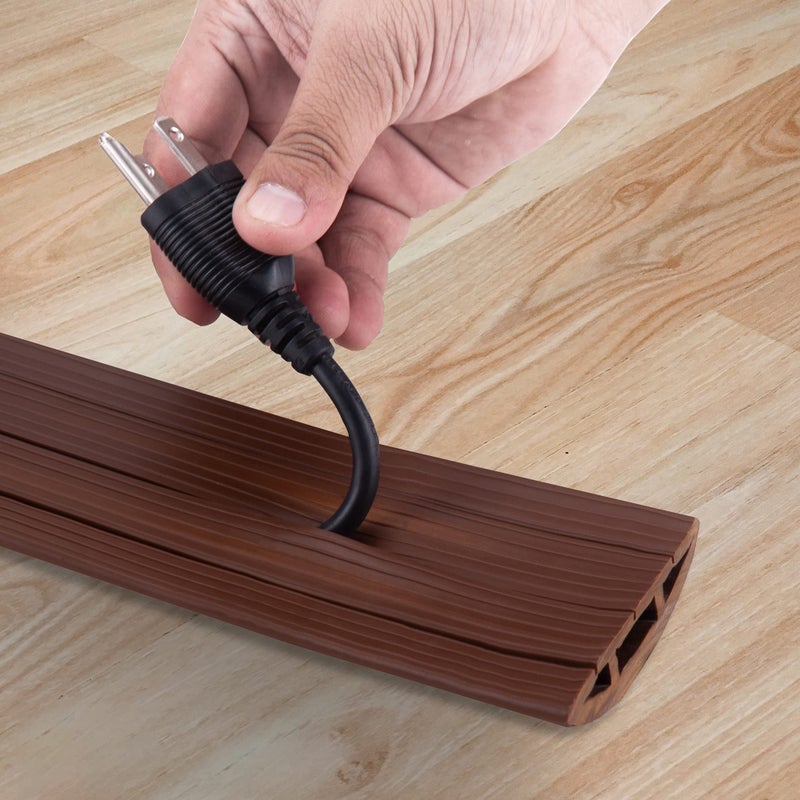 SimpleCord 4-Foot Cord Cover - Floor Cable Management Kit for Indoor or Outdoor Use - 3-Channel Cable Raceway for Sidewalks or Walkways by Simple Cord (Brown) - Image 5