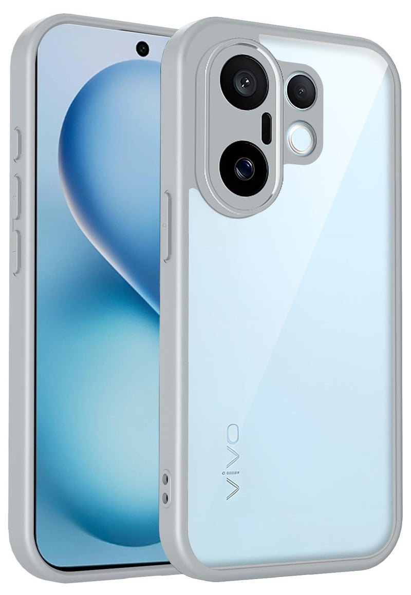 Kapa Hawkeye Clear Slim Tough Back Cover for Vivo X200 FE 5G | Camera Lens Protector Anti Yellow Shockproof Clear Hybrid Case Cover (Grey Sides) - Image 1