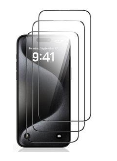 DIGI CORE iPhone 15 Screen Protector 3 Pack 6.1 Inch 2.5D Curved Edges With iPhone 15 Camera Lens Protector And Anti-Scratch iPhone 15 Back PVC Clear Sheet Set (Blue, iPhone 15)  - Image 3