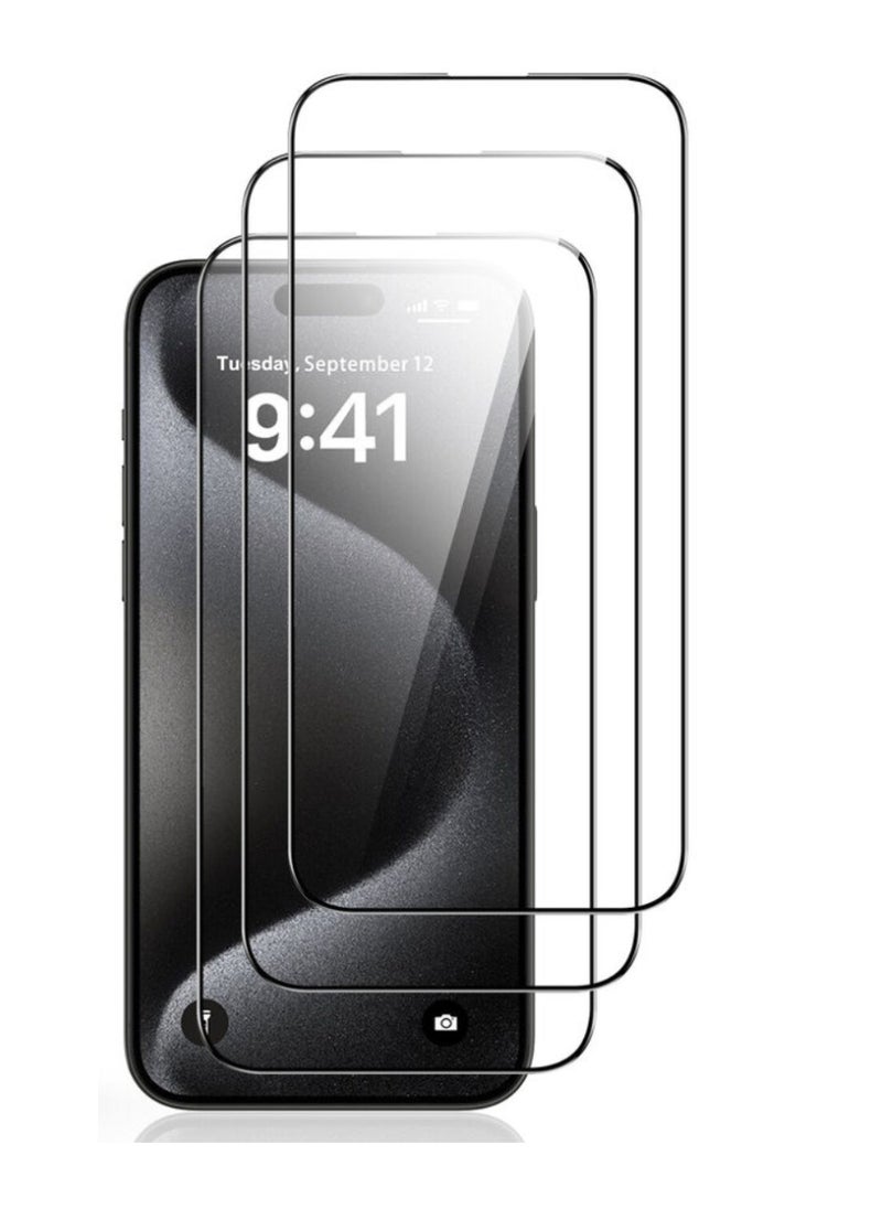 DIGI CORE - iPhone 15 Screen Protector 3 Pack 6.1 Inch 2.5D Curved Edges With iPhone 15 Camera Lens Protector And Anti-Scratch iPhone 15 Back PVC Clear Sheet Set (Blue, iPhone 15) - Image 1