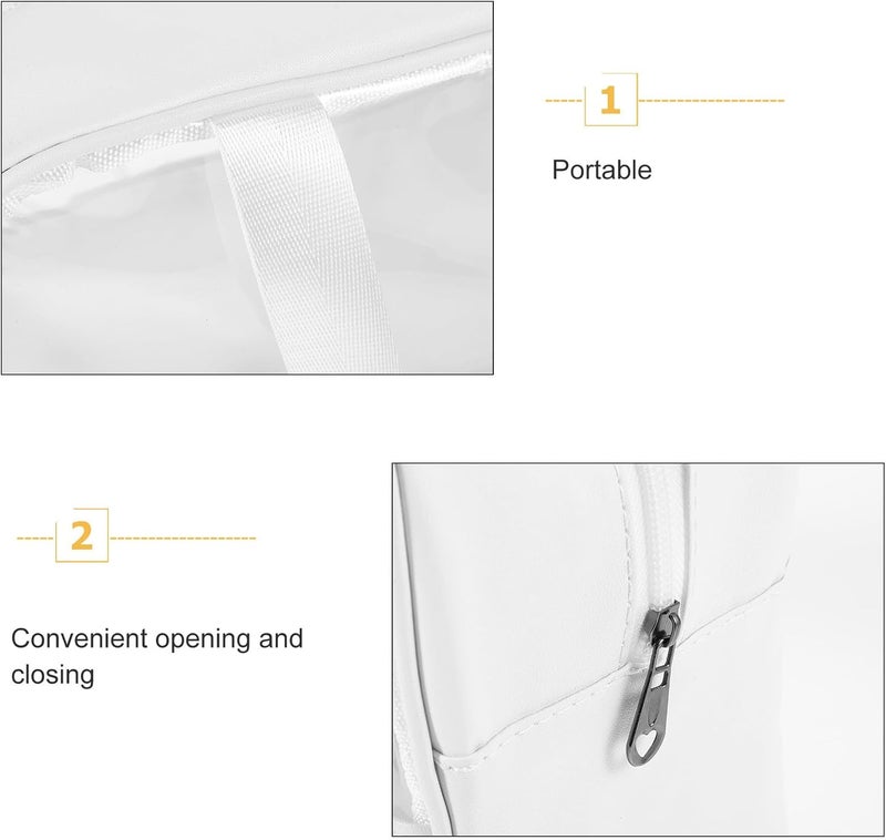 Large Capacity Waterproof Makeup Bag Handle, Portable Travel Toiletry Organizer Pouch for Women, White Big Size Cosmetic Case for School and Travel Storage - Image 3