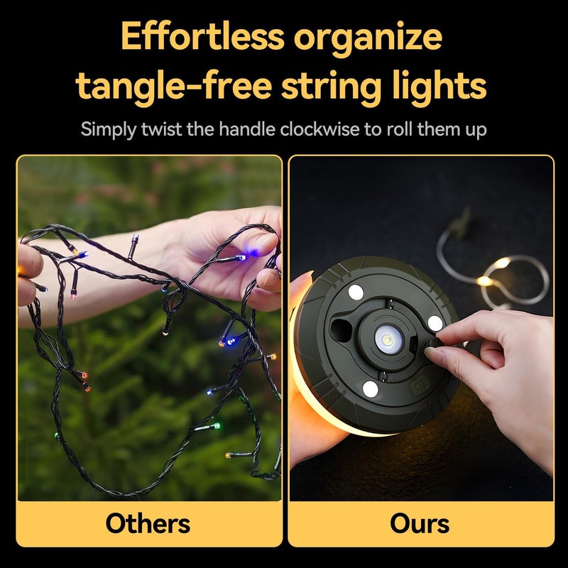 Proxima Direct Treated anti-rust metal 10 m Camping Fairy Lights 2-in-1 Roll Up LED String Lights Rechargeable IP67 Waterproof for Eid Ramadan Diwali Party Festival Indoor Outdoor Decorations (Warm White) Adjustable build - Image 4