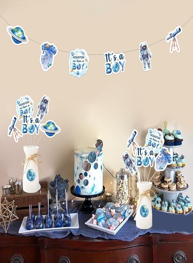 Funmemoir 24pcs Space Baby Shower Table Centerpieces, Boy Space Theme, Double Sided Table Toppers for Houston We Have a Boy Baby Shower Decorations - Image 4