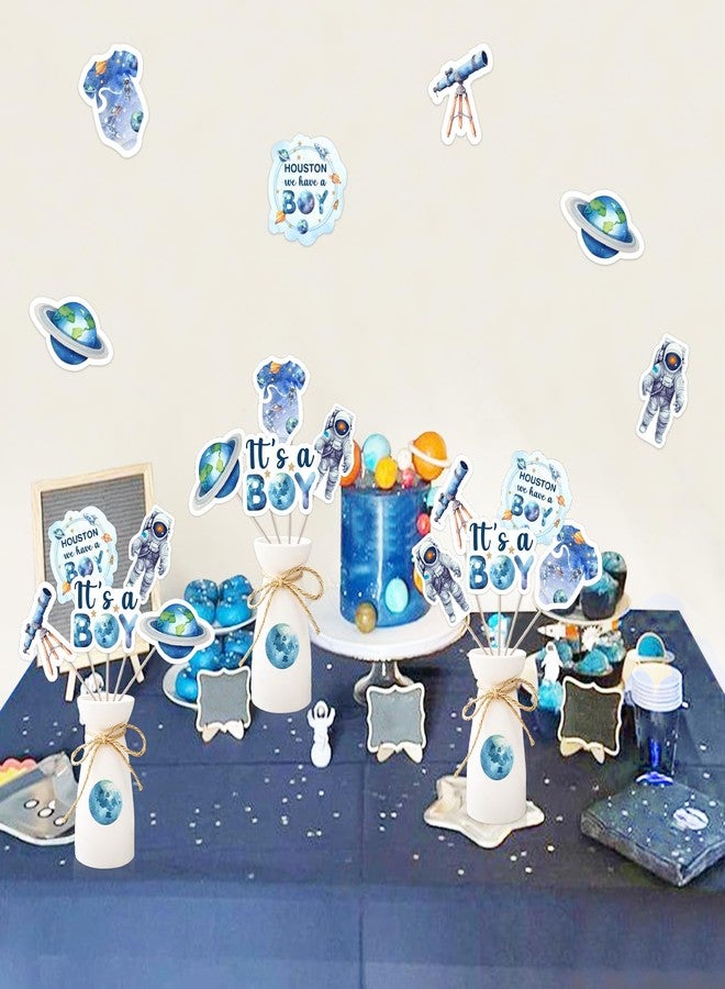 Funmemoir 24pcs Space Baby Shower Table Centerpieces, Boy Space Theme, Double Sided Table Toppers for Houston We Have a Boy Baby Shower Decorations - Image 3