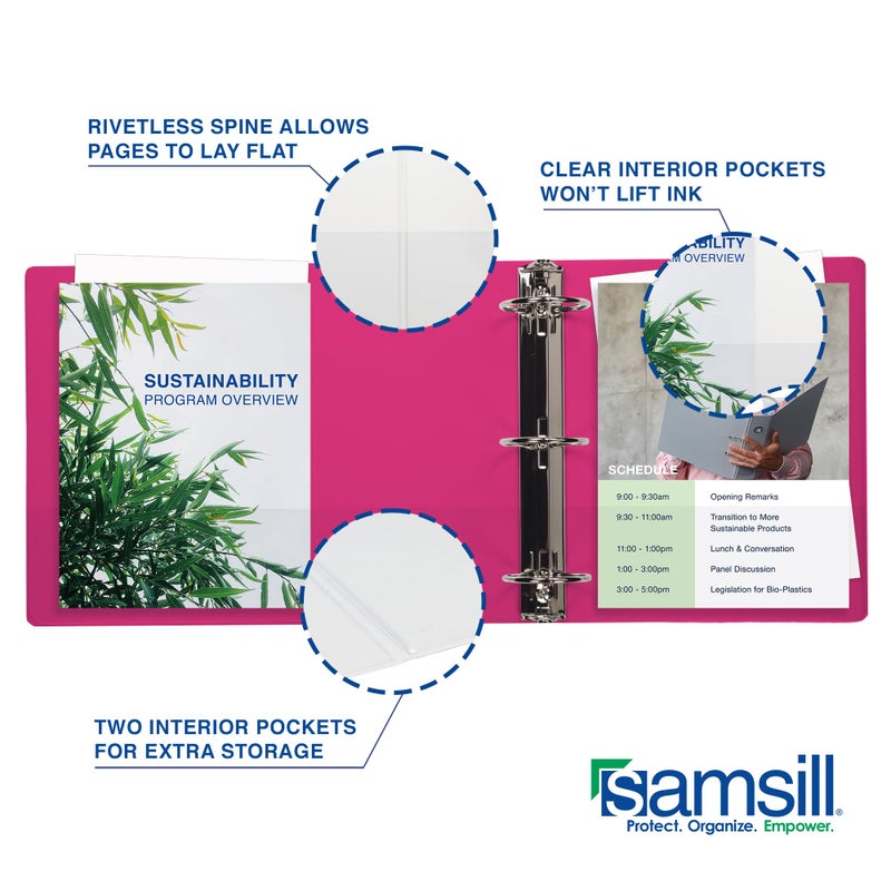 Samsill Durable 2 Inch Binder  Made In The Usa  D Ring Binder  Customizable Clear View Cover  Magenta  Holds 475 Pages - Image 4