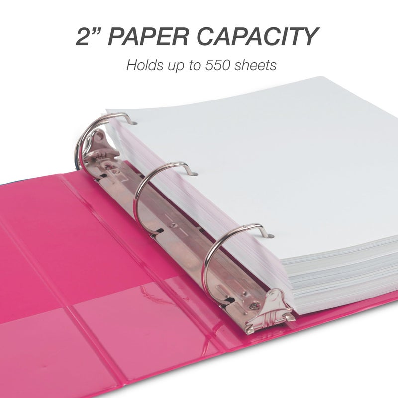 Samsill Durable 2 Inch Binder  Made In The Usa  D Ring Binder  Customizable Clear View Cover  Magenta  Holds 475 Pages - Image 5