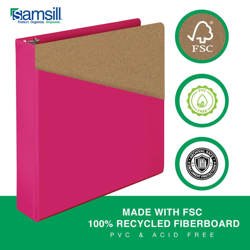 Samsill Durable 2 Inch Binder  Made In The Usa  D Ring Binder  Customizable Clear View Cover  Magenta  Holds 475 Pages - Image 3