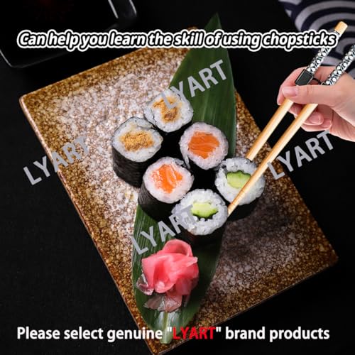 LYART 7 Pairs Reusable Training Chopsticks Helpers for Kids Adults Trainers Beginner and Each Age Learner, Non-Slip and Portable Practice Wooden Chopsticks Hinges Connector Set (1.Japanese stamp) - Image 2