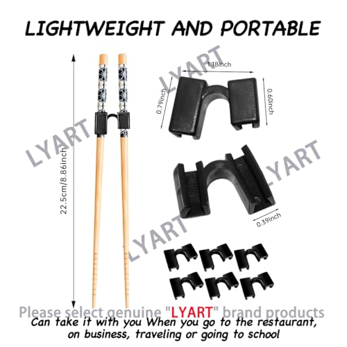LYART 7 Pairs Reusable Training Chopsticks Helpers for Kids Adults Trainers Beginner and Each Age Learner, Non-Slip and Portable Practice Wooden Chopsticks Hinges Connector Set (1.Japanese stamp) - Image 4