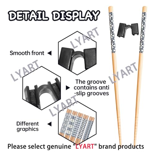 LYART 7 Pairs Reusable Training Chopsticks Helpers for Kids Adults Trainers Beginner and Each Age Learner, Non-Slip and Portable Practice Wooden Chopsticks Hinges Connector Set (1.Japanese stamp) - Image 5