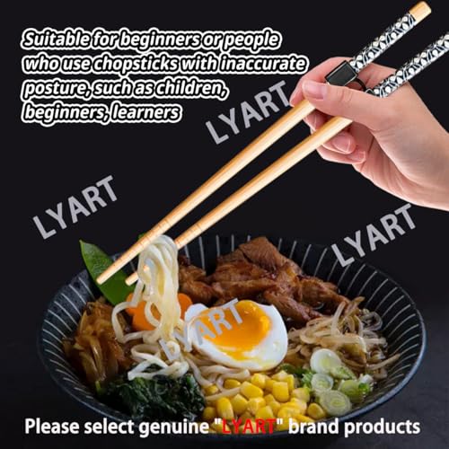 LYART 7 Pairs Reusable Training Chopsticks Helpers for Kids Adults Trainers Beginner and Each Age Learner, Non-Slip and Portable Practice Wooden Chopsticks Hinges Connector Set (1.Japanese stamp) - Image 3