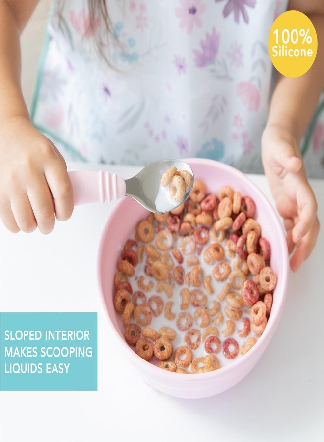 Bumkins Baby Bowl, Silicone Suction, for Babies, Toddlers and Kids, Baby Led Weaning, Feeding Essentials, Platinum Silicone, Non Skid Sticky Bottom, Supplies for Children Ages 6 Months Up, Pink - Image 2