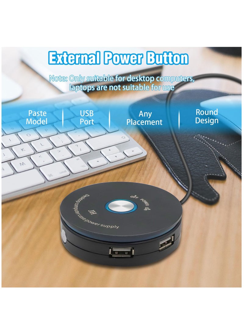 Excefore - Desktop Computer Power Switch, PC Power Button External Power Button External Extension Cable for Remote Start of PC Motherboard Power On Off Switch - Image 1