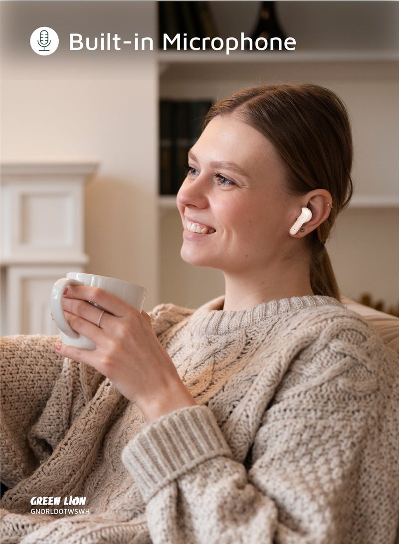 جرين ليون سماعات Orlando True Wireless مع 4.5 ساعات تشغيل ومساعد صوتي / Bluetooth V5.4 / صوت HiFi / ميكروفون مدمج / مقاومة للماء IPX2 / عرض رقمي - أبيض - Image 5