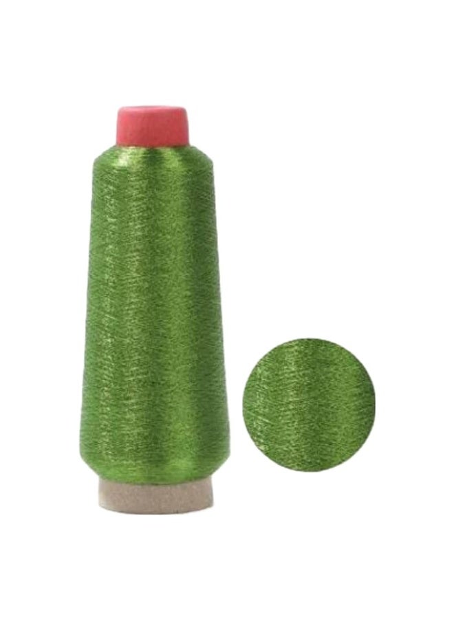 Metallic Zari Thread for Embroidery, Sewing, and Jewelry Making, Green, 1 Cone - Image 1