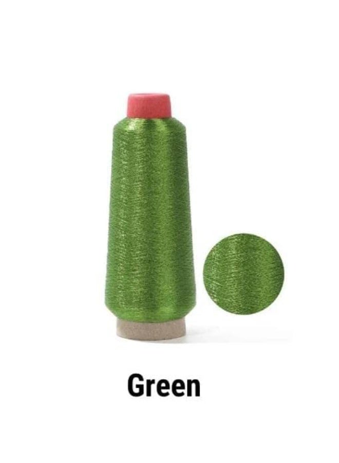 Metallic Zari Thread for Embroidery, Sewing, and Jewelry Making, Green, 1 Cone - Image 2