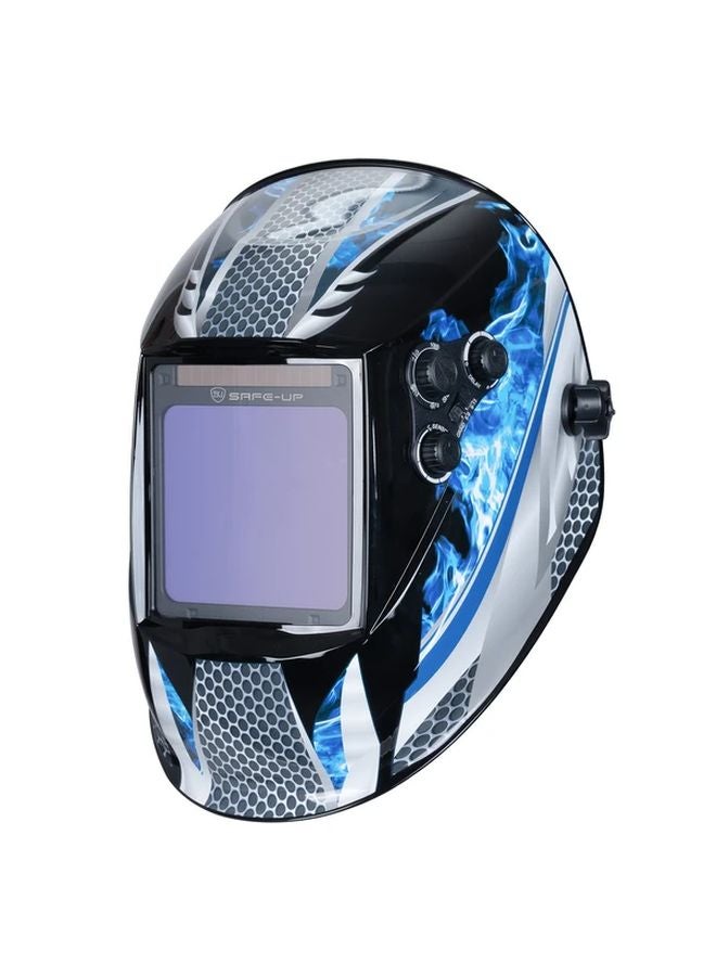 Blue Auto Darkening Welding Helmet Large View 100x97mm DIN5 9 9 13 Adjustable Mask - Image 1
