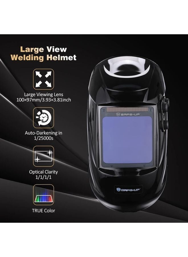 Blue Auto Darkening Welding Helmet Large View 100x97mm DIN5 9 9 13 Adjustable Mask - Image 3