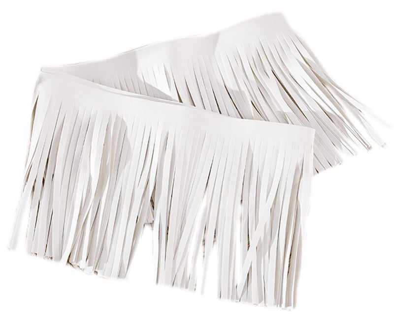 Lauthen.S 2 Yards PU Leather Fringe Trim 4 Inch Sewing Tassel Trim for DIY Craft Clothing Handbag Sewing Craft Embellishment Decoration White 