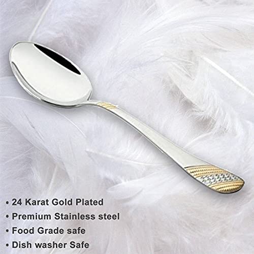 FnS Imperio Premium Stainless Steel 24 Karat Gold Plated Large Serving Spoon (1 Serving Spoon) - Image 2
