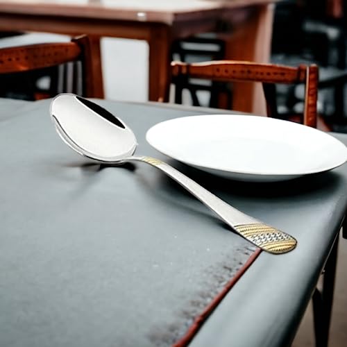 FnS Imperio Premium Stainless Steel 24 Karat Gold Plated Large Serving Spoon (1 Serving Spoon) - Image 3