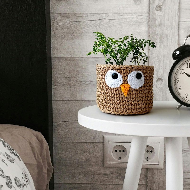 Kind Strings New Owl Multipurpose Basket for Storage Handmade Cute Storage Basket Handcrafted Cute Baskets for Gift The Wise Owl Mini Basket Beige - Image 2