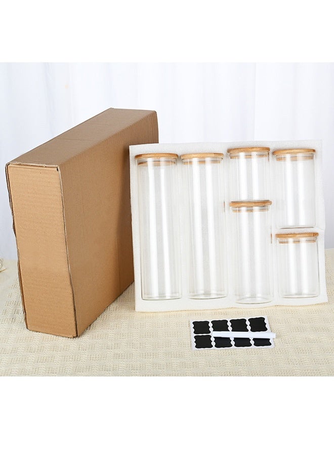 6 Piece Glass Food Storage Container Set - Airtight Bamboo Lids - Kitchen Cabinet Organizers - Image 1